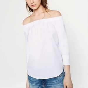 NWT Zara Cotton Poplin Off-The-Shoulder Blouse